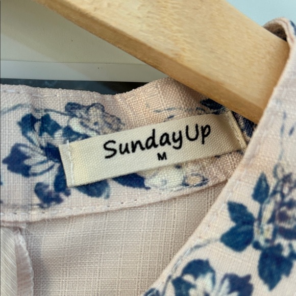 Sunday Elegant Cream and Blue Floral Dress - Picture 2 of 12